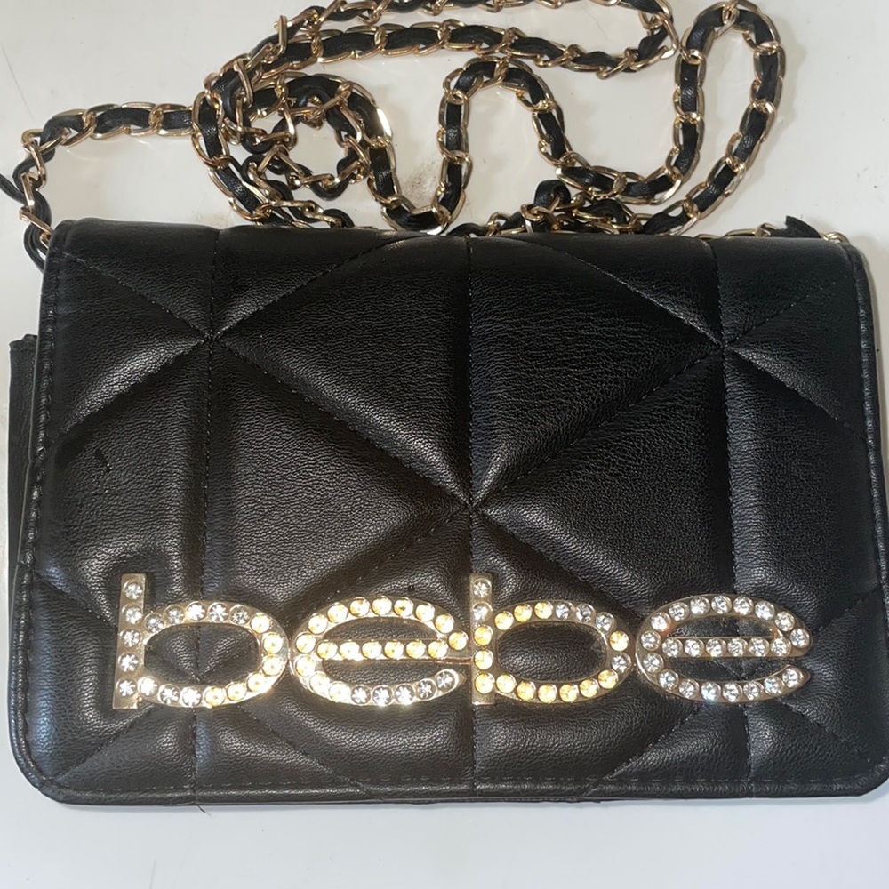 Women’s black and gold chain BEBE purse